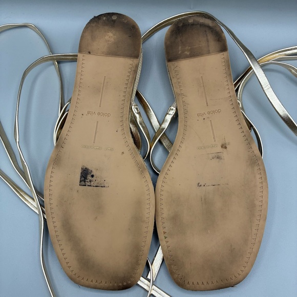 Dolce Vita Pauly Lace Up Sandals Women’s 7 Gold Metallic Ankle Wrap - Picture 7 of 9